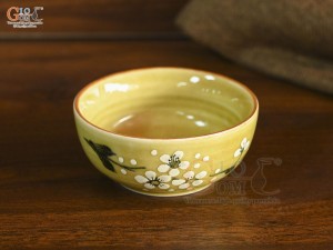 Bát mắm men hoàng thổ vẽ hoa, đường kính 9cm