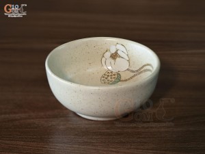 Bát mắm men kem tấm vẽ Bạch Liên