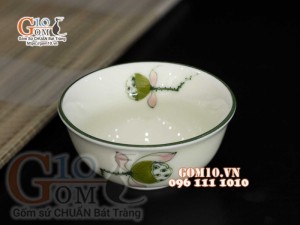 Bát mắm men kem vẽ Đài Sen