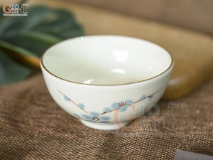 Bát mắm men kem vẽ hoa Đào Xanh