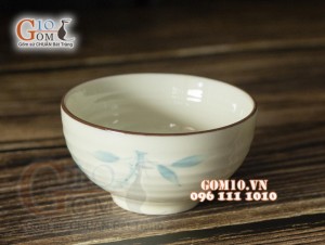 Bát mắm men kem vẽ trúc xanh