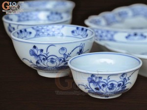 Bát mắm men lam vẽ hoa sen