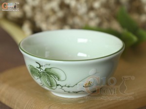 Bát mắm men ngọc vẽ hoa Bưởi trắng