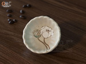 Bát mắm sò men kem tấm vẽ Bạch Liên