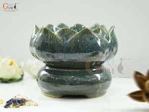 Bát minh đường tụ thủy hoa Sen men cẩm thạch, đường kính 18cm(Cả đế)