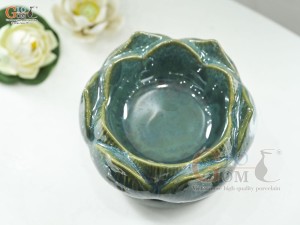 Bát minh đường tụ thủy hoa Sen men cẩm thạch, đường kính 18cm(Cả đế)