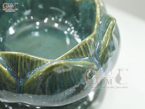 Bát minh đường tụ thủy hoa Sen men cẩm thạch, đường kính 18cm(Cả đế)