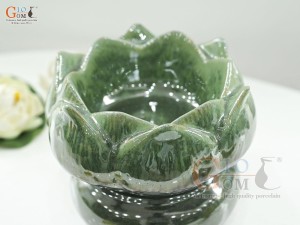 Bát minh đường tụ thủy hoa Sen men thiên thanh, đường kính 18cm(Cả đế)