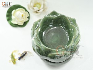 Bát minh đường tụ thủy hoa Sen men thiên thanh, đường kính 18cm(Cả đế)