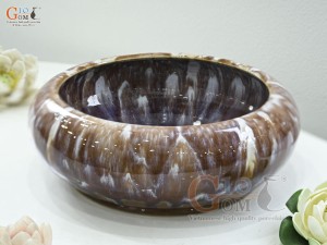 Bát minh đường tụ thủy men hoàng thổ, đường kính 34cm