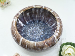 Bát minh đường tụ thủy men hoàng thổ, đường kính 34cm