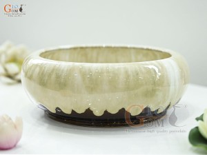 Bát minh đường tụ thủy men kem, đường kính 22cm