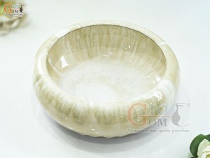 Bát minh đường tụ thủy men kem, đường kính 22cm