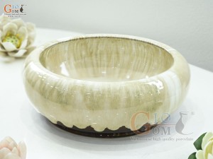 Bát minh đường tụ thủy men kem, đường kính 22cm
