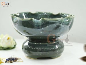 Bát minh đường tụ thủy miệng lượn men cẩm thạch, đường kính 20cm (Cả đế)