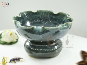 Bát minh đường tụ thủy miệng lượn men cẩm thạch, đường kính 16cm (Cả đế)