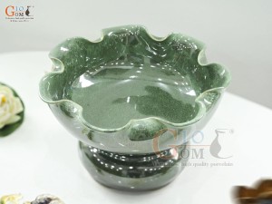 Bát minh đường tụ thủy miệng lượn men thiên thanh, đường kính 20cm(Cả đế)