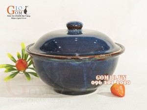 Bát nắp men hỏa biến thiên hà, đường kính 14cm