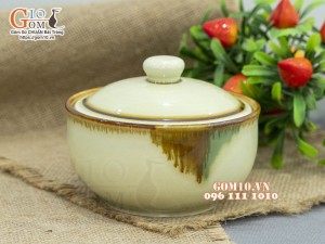 Bát nắp men nhật vàng,14cm