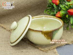 Bát nắp men nhật vàng,14cm