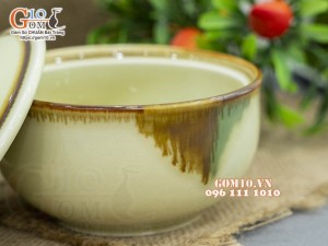 Bát nắp men nhật vàng,14cm