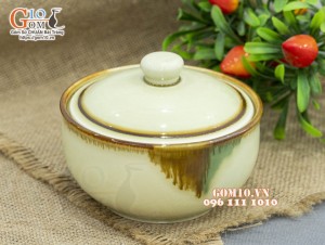 Bát nắp men nhật vàng,14cm