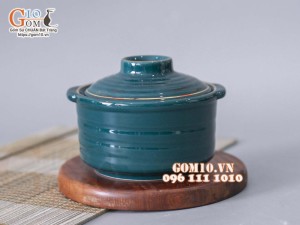 Bát nắp men xanh chỉ vàng kim