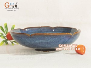 Bát nhật cắt hoa cao men hỏa biến thiên hà, phi 17cm