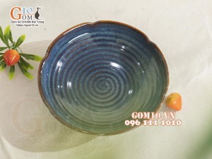 Bát nhật cắt hoa cao men hỏa biến thiên hà, phi 17cm