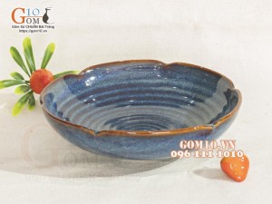 Bát nhật cắt hoa cao men hỏa biến thiên hà, phi 17cm