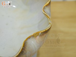 Bát nước Minh Đường Tụ Thủy men hỏa biến màu ngọc kèm đế đường kính 24cm