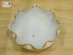 Bát nước Minh Đường Tụ Thủy men hỏa biến màu ngọc kèm đế đường kính 24cm