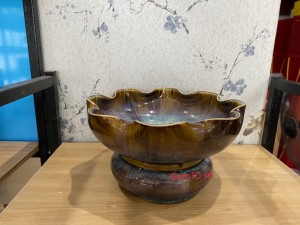 Bát nước Minh Đường Tụ Thủy men hỏa biến kèm đế đường kính 24cm