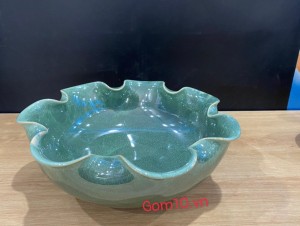 Bát nước Minh Đường Tụ Thủy men hỏa biến xanh ngọc, đường kính 24cm