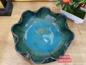 Bát nước Minh Đường Tụ Thủy men hỏa biến xanh ngọc, phi 24cm