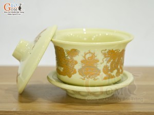 Bát sâm họa tiết rồng vàng kim S3