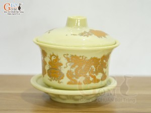 Bát sâm họa tiết rồng vàng kim S3