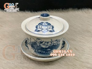 Bát sâm men rạn cổ họa tiết hoa Sen