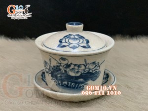 Bát sâm men rạn cổ họa tiết hoa Sen