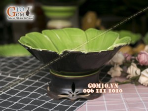 Bát thả hoa cánh xếp men thủy tinh, đường kính 30cm
