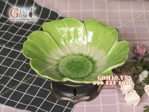 Bát thả hoa cánh xếp men thủy tinh, đường kính 30cm