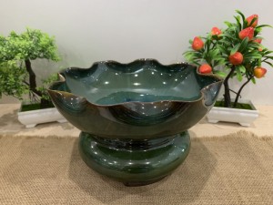 Bát thả hoa men hỏa biến cả chân kê sứ, đường kính 24cm