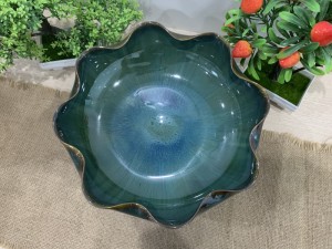 Bát thả hoa men hỏa biến cả chân kê sứ, đường kính 24cm