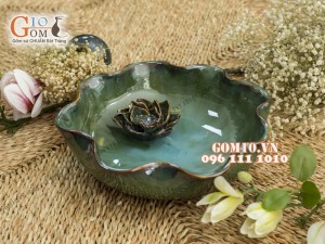 Bát thả hoa men hỏa biến, đường kính 28cm