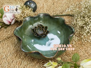 Bát thả hoa men hỏa biến, đường kính 28cm