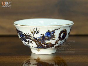 Bát thờ Long Trấn men lam họa tiết Rồng vẽ vàng