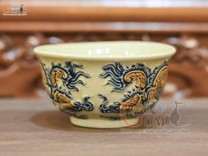 Bát thờ men hoàng tộc đắp nổi Rồng Như Ý