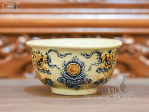 Bát thờ men hoàng tộc đắp nổi Rồng Như Ý