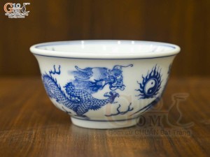 Bát thờ men lam cổ Rồng Phượng Như Ý