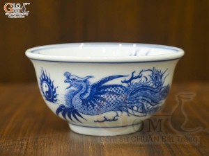 Bát thờ men lam cổ Rồng Phượng Như Ý